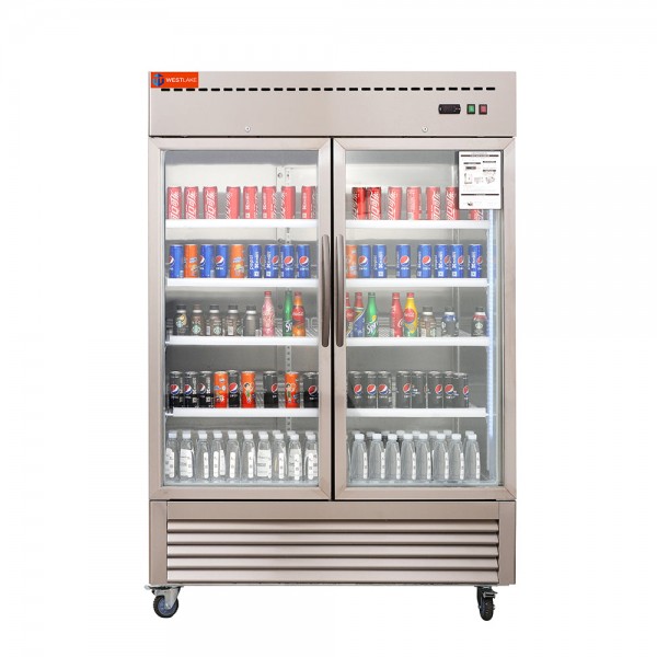 Commercial Glass Reach in Upright Refrigerator, 2 door, 54 inch, 49 Cu.ft, Stainless Steel Commercial Glass Reach in Upright Refrigerator, 2 door, 54 inch, 49 Cu.ft, Stainless Steel